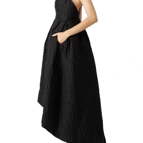 NWOT Cynthia Rowley Black High-Low Crinkle
Textured Jacquard Dress - Picture 5 of 7